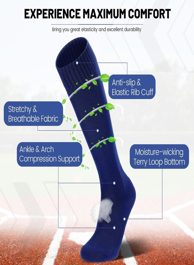 Regilt 3 Pairs Kids Youth Baseball Socks Cushioned Soccer Football Softball Socks for Boys Girls (US, Alpha, Medium, Regular, Regular, Navy blue) - Image 2
